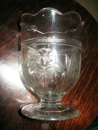 Eapg Antique American Pattern Glass Spoon Holder Iris Unknown Maker