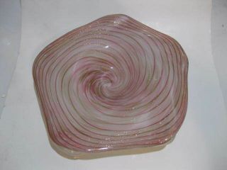 Vintage Murano Pink And Gold Swirled Bowl