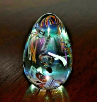 Msh Ash Art Glass Egg Shaped Paperweight Signed,  1986,  Mt St Helens Ash