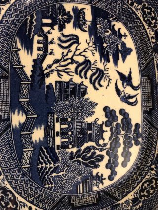 Antique Allerton Blue Willow Serving Platter Made in England 11.  25 2