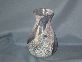 Vintage Caithness Scotland Purple & White Swirl Glass Vase