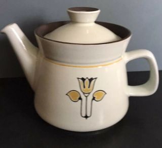 Vintage Rare Denby England Kimberly Pattern Teapot Glazed Ceramic Mcm Tea Pot
