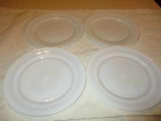 Vintage Hazel Atlas Set Of 4 Solid White Milk Glass Dessert Luncheon Plates