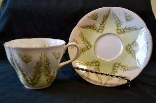 Royal Albert Tea Cup And Saucer Green Damask Bone China