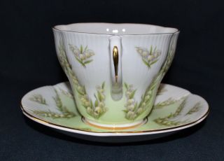Royal Albert Tea Cup and Saucer Green Damask Bone China 3