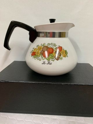 Vintage Corning Ware 6 Cup Coffee Tea Pot Spice Of Life " Le The " P - 104 Exc Cond