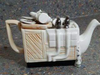 Portmeirion England ‘Botanic Garden’ 1 Cup Kitchen Sink Mini Teapot.  Paul Cardew 3