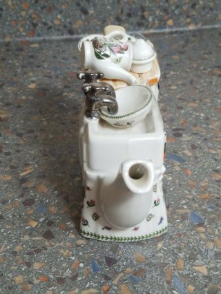 Portmeirion England ‘Botanic Garden’ 1 Cup Kitchen Sink Mini Teapot.  Paul Cardew 5