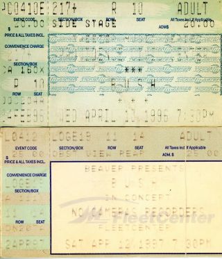Bush 1996 - 1997 Boston,  Ma Providence,  Ri Set Of 2 Concert Ticket Stubs