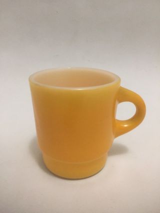 Vintage Fire King Anchor Hocking Glass Orange Yellow Stacking Coffee Mug Cup