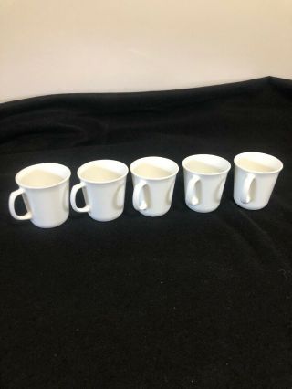 5 Corning Winter Frost White Coffee Mugs Cups D Handle 3 1/2 " Tall