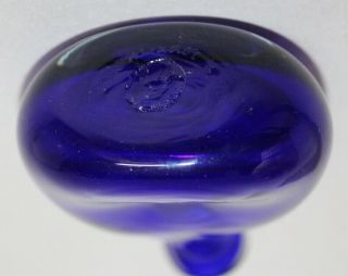 NAN MEADER Vintage STUDIO Art Glass COBALT BLUE Bottle VASE Signed 6/80 4