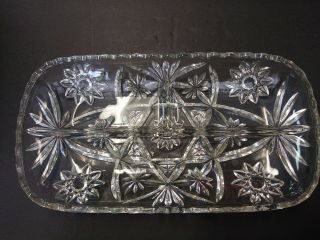 Eapc Early American Prescut Clear Relish Dish Star Of David 12 " Long Divided.