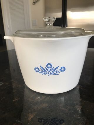 Corning Ware Cornflower 2 Qt.  8 Cup Measuring Saucemaker Pot With Lid & Handle