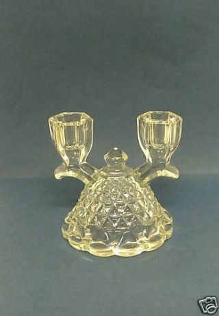 Imperial Glass Laced Edge No 749 Katy Clear Double Light Candlestick