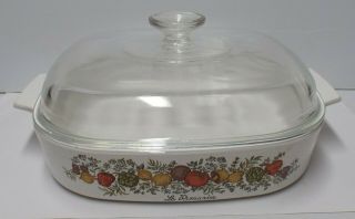 Corning Ware Spice Of Life Le Romarin 10x10x2 Casserole Dish A - 10 - B With Lid