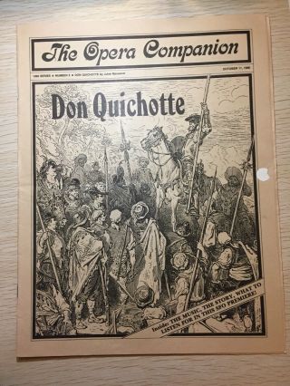 1990 San Francisco The Opera Companion Guide Don Quichotte By Jules Massenet
