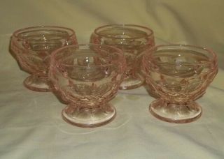 Set Of 4 Pink Depression Glass Pedestal Sherbet / Ice Cream / Pudding Cups