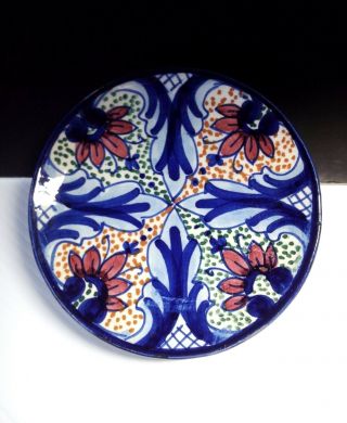 Manises SPAIN Ceramic Pottery Vintage Estate Wall Plate Hand Painted Blue SIGNED 3