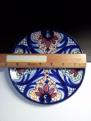 Manises SPAIN Ceramic Pottery Vintage Estate Wall Plate Hand Painted Blue SIGNED 4