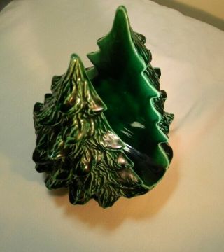 Vintage Holland Mold Handpainted Ceramic Christmas Tree Napkin Letter Holder 4