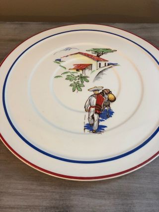 The Harker Pottery Co.  Monterey Plate Mexico Mexican Scene Vintage Display Plate