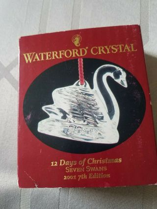 Waterford Crystal 2001 Seven Swans 7th Edition 12 Days Of Christmas Ornament