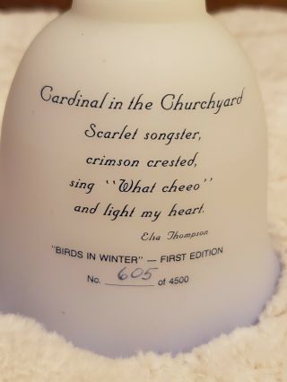 Fenton Hand Painted Cardinal in the Churchyard Satin Bell Birds in Winter 3