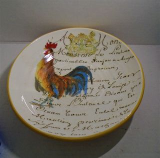 Williams Sonoma Italian Rooster Blue Tailfeather French Script Pasta Bowl Italy