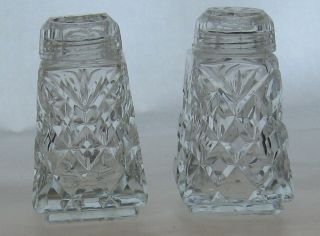 Eapg Diamond Fan Salt And Pepper Shakers Glass Lids