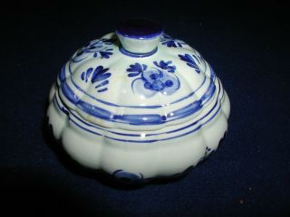 Vintage Hand Painted Delft Blauw Fine Porcelain 674 Trinket Box Blue