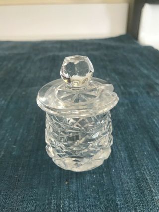 Vintage 2 7/8 " Waterford Glandore Cut Crystal Mustard Condiment Jar Exlnt