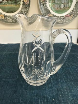7 3/8 " Waterford Giftware Cut Crystal Ice Lip Pitcher Jug 26 Oz