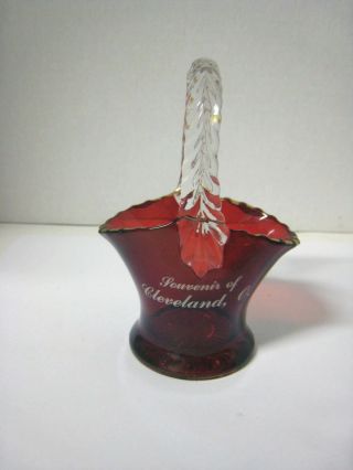Antique Ruby Red Flash Glass Souvenir Bride 