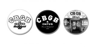 3 X Cbgb & Omfug Buttons (25mm,  Badges,  Pins,  Punk,  Patch,  Oi,  Hardcore,  Ramones)