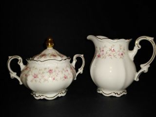 Mitterteich Bavaria Germany Sugar Bowl And Creamer " Lady Claire "