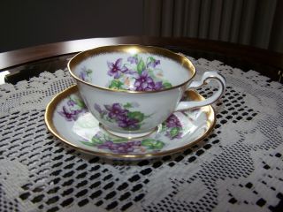 Royal Chelsea Bone China Tea Cup And Saucer 393a,  Violets