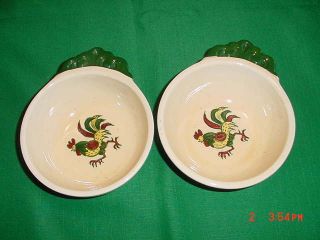 Two (2) Vintage California Provincial Poppytrail Rooster Lug Soup Bowls