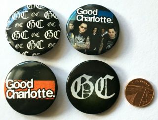 GOOD CHARLOTTE - Set Of 4 Button Pin Badges 37mm Pop Punk Alt.  Rock OG 2007 2
