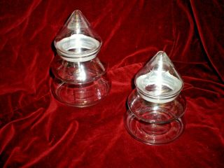 2 Anchor Hocking Clear Glass Apothecary Christmas Tree Shaped Jar,  Candy,  Gifts
