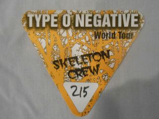 Type O Negative World Tour Silk Backstage Pass