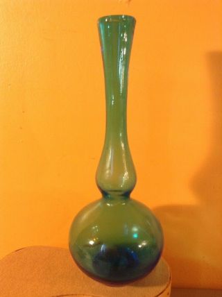 Vintage Large 12 " Blue Blenko/ Indiana/ Wayne Husted Glass Decanter Genie Bottl