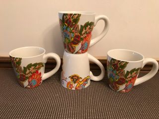 Better Homes & Gardens " Floral Spray " Set Of 4 Coffee/tea Mugs 4 1/2 " Tall