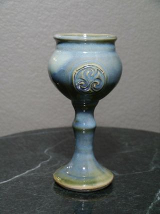 Colm De Ris Irish Ceramic Light Blue Green Decorative Goblet Made In Ireland