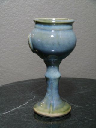 Colm De Ris Irish Ceramic Light Blue Green Decorative Goblet Made in Ireland 3