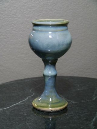 Colm De Ris Irish Ceramic Light Blue Green Decorative Goblet Made in Ireland 4