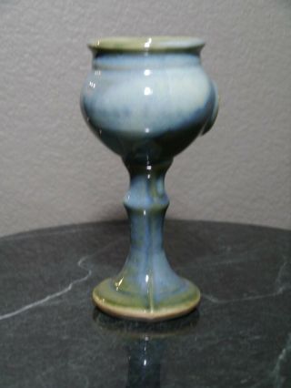 Colm De Ris Irish Ceramic Light Blue Green Decorative Goblet Made in Ireland 5