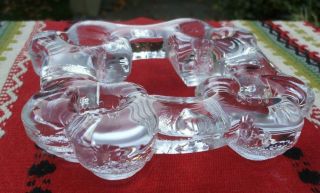 Pukeberg of SWEDEN,  advent glass candle holder,  hearts,  crystal 3