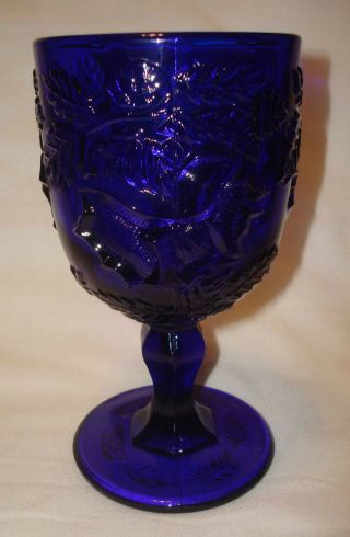 Vintage Fenton Lg Wright Madonna Inn Cobalt Blue 6 ½” Footed Stemmed Goblet