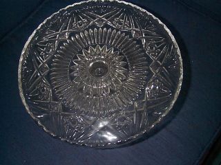 Cake Stand Plate Pedestal Pressed Pattern Glass Vintage Gorgeous